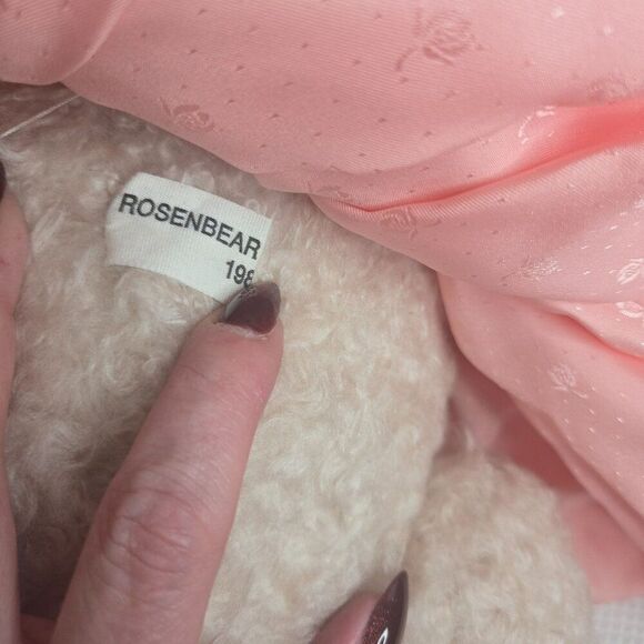 Vintage 80s Rosenbear Teddy Bear Pink Dress Articulated Large Artist Signed TLC - Picture 12 of 14